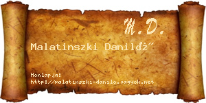 Malatinszki Daniló névjegykártya
